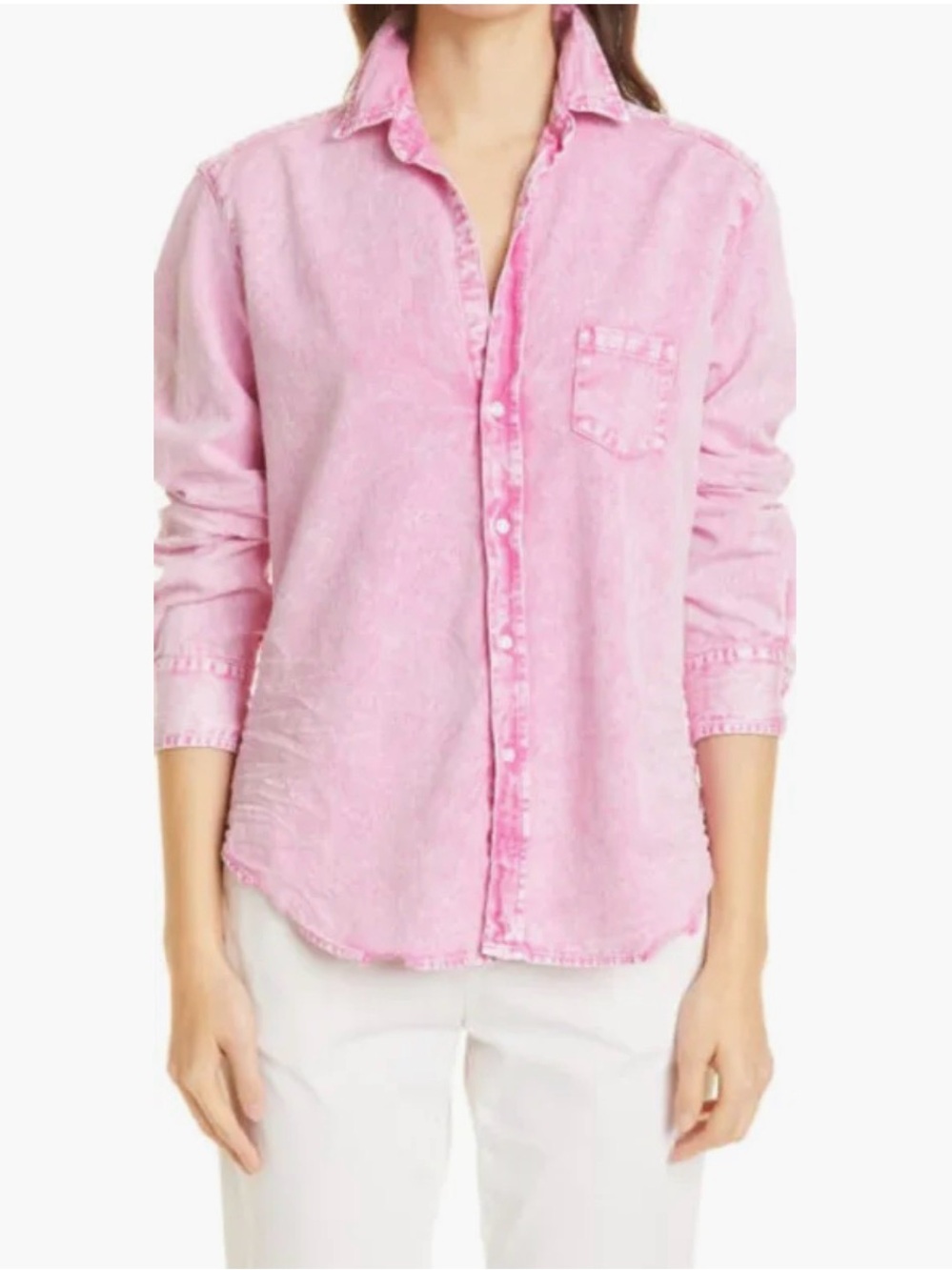 Frank & Eileen Pink Mineral Acid Wash Button Down Shirt Top - Picture 15 of 16